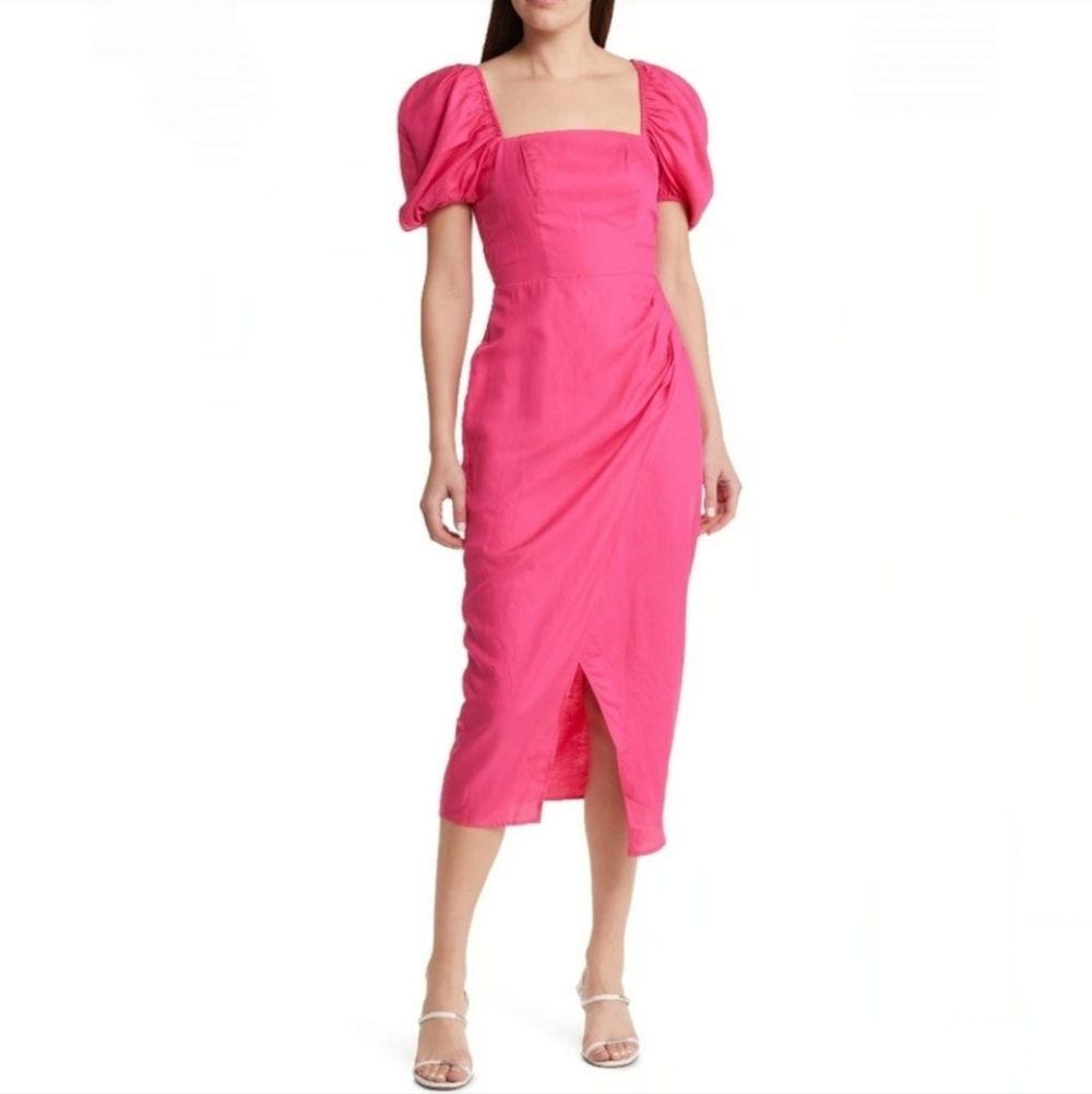 & Other Stories | Fitted Asymmetric Puff Sleeve Dress